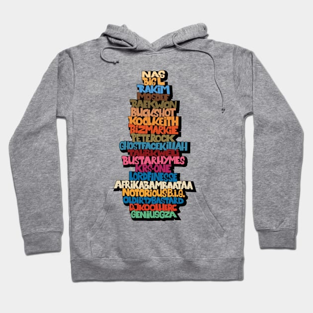 Rap Legends. Funky Design. Hip hop Allstars 90´s. Hoodie by Boogosh